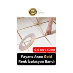 Premium Kendinden Yapışkanlı Gold Sarı Renk Fayans Derz Arası Izolasyon Bandı Dekoratif Bant 0,5 cm