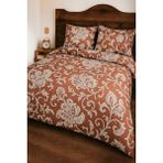 Premıum Koyu Kırmızı Renk Çiçek Desenli 102'DEN %100 Pamuk Çift Kişilik Nevresim Takımı Kutulu - 240 x 260 cm