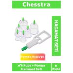 Premium Kupa Parmak Çekme Selülit Çatlak Giderici Vakumlu Masaj Aleti 6'lı Kupa + Pompa Hacamat Seti