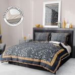 Premium Luxury 3D Pamuk Saten Dark Leaf Çift Kişilik Nevresim Takımı