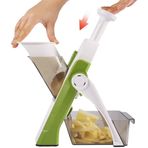 Premium Mandoline Dilimleyici, 4 Kesme Modlu, Güvenli ve Kullanımı Kolay, Şef ve Ev Mutfak için Sebze Kesici Dilim Zar Pirzola Julienne Yaralanmayan Tasarım (Yeşil)