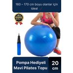 Premium Mini Gymball 20CM Jimnastik Denge Fitness Spor Şişirme Pompası Hediyeli Mavi Pilates Topu