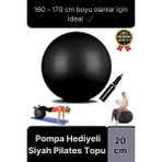 Premium Mini Gymball 20CM Jimnastik Denge Fitness Spor Şişirme Pompası Hediyeli Siyah Pilates Topu
