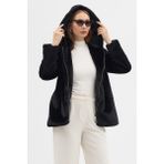 Premium Mink Kapşonlu Ceket - Siyah - 38