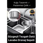 Premium Modern Paslanmaz Çelik Kuğu Tasarımlı Süzgeçli Asılabilen Tezgah Üstü Lavabo Drenaj Sepeti