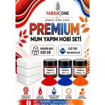 Premium Mum Yapım Hobi Seti - Parafin Wax 500 Gr - 3'Lü Toz Mum Boyası Seti - Kırmızı, Mavi, Turuncu Bkfabpw5003kmt