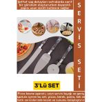 Premium Mutfak Pizza Börek Tatlı Düğün Pastası Kesme Sunum Şık Şeffaf Sap Detayı 3 Parça Servis Seti