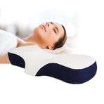 Premium Ortopedik Hafızalı Köpük Yastık | Ergonomik Boyun Desteği | Yan ve Sırt Üstü Uyuyanlar İçin | Konforlu ve Destekleyici Uyku Yastığı (Siyahbeyaz, 57x40x10)