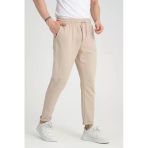 Premium Oxford Örme Regular Fit Duble Paça Erkek Pantolon- Bej