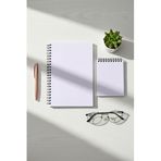 Premium Pastel Renk İkili Defter Seti - Renkli Sayfalı A5 Spiralli Defter & A6 Not Defteri - 50 Yaprak Şeffaf Kapak (Lila)