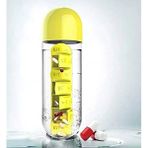 Premium Pillbox 7 Bölmeli Ilaç Kutulu Matara 600ML Haftalık Ilaç Saklama Kutusu ve Suluk - Çok Renkli - 2 Adet