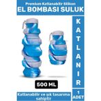 Premium Portatif Bpa Free Şık Kamp Spor Seyahat Silikon Katlanabilir El Bombası Suluk 500 ml - Çok Renkli
