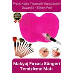 Premium Pratik Kolay Yıkanabilir Kurutulabilir Silikon Makyaj Fırçası Süngeri Temizleme Matı Aparatı
