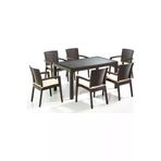 Premium Rattan Masa Takimi 6 Sandalye 80X140 Camli Rattan Masa Takimi