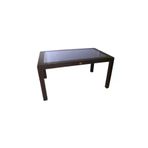 Premium Rattan Masa Takimi 90X150 Camli Rattan Masa Takimi 6 Sandalyeli Kahverengi