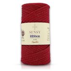 Premium Ribbon Polyester Ip 200 gr Polyester Ribbon Makrome Ipi (Simli Koyu Kırmızı)