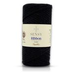 Premium Ribbon Polyester Ip 200 gr Polyester Ribbon Makrome Ipi (Simli Siyah)