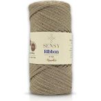 Premium Ribbon Polyester Ip 200 gr Polyester Ribbon Makrome Ipi (Simli Sütlü Kahve)