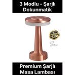 Premium Şarjlı Dokunmatik Masa Lambası 3 Renk Modlu Tasarruflu Abajur Ambians Dekoratif Klasik