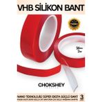 Premium Şeffaf 50 kg Ekstra Güçlü Iç Dış Mekan Uyumlu 24MMX2M Çift Taraflı Vhb Silikon Bant - 3 Adet