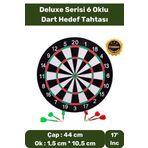 Premium Seri Büyük Boy Dart Seti Kaliteli 17' Iç Dış 44 cm 6 Ok Dart Ahşap Hedef Tahtası