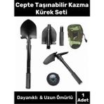Premium Seri Cepte Taşıma Çantalı Katlanabilir Kamp Portatif Pusula Testere Kazma Kürek Deprem Seti