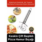 Premium Seri Paslanmaz Çelik Keskin Şekillendirici Kesici Çift Başlıklı Pizza Mantı Hamur Bıçağı