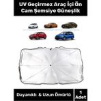 Premium Seri Titanyum Gümüş Kaplama Uv Geçirmez Güçlü Dayanıklı Araç İçi Ön Cam Şemsiye Güneşlik