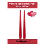 Premium Series Kırmızı Renkli Vanilya Kokulu Vegan Sedefli Konik Şamdan Dekoratif