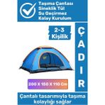 Premium Su Geçirmez Kapı Sineklik Tül Dayanıklı Kolay Kurulum 2-3 Kişilik Çantalı Kamp Deprem Çadırı