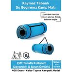 Premium Su Geçirmez Konforlu Taşıma Askılı Çift Taraflı Zemin Çadır Uyku Kamp Matı Yer Minderi 16 mm - Mavi - Renk