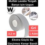 Premium Su Geçirmez Sızdırmaz Yalıtım Küf Banyo Mutfak Lavabo Gri Kenar Şerit Bant 3.2m 1 adet