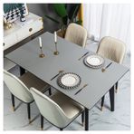 Premium Suni Deri Masa Örtüsü Su Geçirmez Lekeye Dayanıklı Dikdörtgen ve Kare Yemek Odası Mutfak Ofis Ev Koruyucu (60x120 cm Gri)