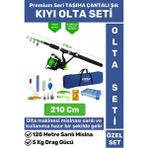 Premium Tam Takım Kullanıma Hazır Şık Taşıma Çantası Hediyeli Balıkçı Hobi Kıyı Olta Seti - 210 Cm