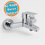 Premium Tek Kollu Aç Kapa Krom Banyo Bataryası Duvar Tipi Armatür Modern Tasarım Sıcak Soğuk Ayarlı
