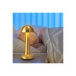 Premium Ticaret Dekoratif Led Masa Lambası Gold Renk | Usb Şarjlı | 3 Renk Dokunmatik Mod Sarı 18 X 31
