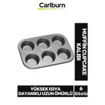 Premium Yüksek Isıya Dayanıklı Uzun Ömürlü Yapışmaz Yıkanabilir 6 Gözlü Muffin Cupcake Kalıbı
