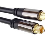 PremiumCord Toslink optik ses kablosu - 1 m, dış çap: 6 mm, Toslink Plug-on fiş, Hi-Fi stereo sistemi için dijital kablo, lehimlenmiş, renk: siyah, gümüş, altın