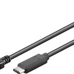 PremiumCord USB-C Micro USB 2.0 Bağlantı Kablosu 1 m, USB 3.1 Tip C Fiş Micro USB 2.0 B Konnektör, 3x Korumalı, Renk Siyah, Uzunluk 1 m