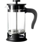PremiumPort 0.4l French Press Kahve Demliği, Cam ve Paslanmaz Çelik Kalite - Seçenek 1 - Ahşap Bej - Siyah