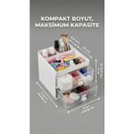 PremiumPort 2 Çekmeceli Çok Bölmeli Makyaj ve Takı Organizeri - Ahşap - Bej - Siyah