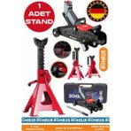 PremiumPort 2 Ton Yatık Araç Kaldırma Krikosu ve Sabit Araç Tutma Standı Seti - Seçenek 1