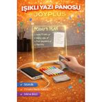 PremiumPort 20X20 cm LED Neon Işıklı Şeffaf Yazı Tahtası Seti, Şık ve Parlak Tasarım - Açık Beyaz - Gri - Seçenek 1