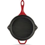 PremiumPort 24CM Döküm Demir Gril Tavası, Kırmızı Renkli, Dayanıklı ve Şık Tasarım - Seçenek 1 - Açık Gri