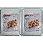 PremiumPort 2'li Borcam Tepsi Seti, 1025 Cc, 33,4X24,4X2 Cm, Dayanıklı ve Şık - Seçenek 1 - Ahşap Bej - Siyah