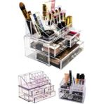 PremiumPort 3 Çekmeceli Çok Fonksiyonlu Makyaj Düzenleyici Organizer Set - Ahşap - Bej - Siyah