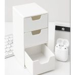 PremiumPort 3 Çekmeceli Mini Organizer, Çok Amaçlı Takı ve Aksesuar Düzenleyici - Ahşap - Bej - Siyah