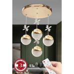 PremiumPort 3 Renk Toplu Kumandalı Modern LED Avize, Gold Kasa, 4’lü Set - Altın - Seçenek 1