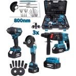 PremiumPort 36V Dörtlü Matkap Seti, Torklı, Spiral, Vidalama, Powerbank, LED Işık - Seçenek 1