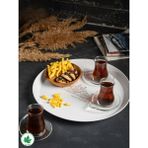 PremiumPort 38CM Metal Yuvarlak Servis Tepsisi, Kulpsuz, Sunum ve Çay Kahve Tepsisi - Ahşap - Bej - Siyah - Seçenek 1